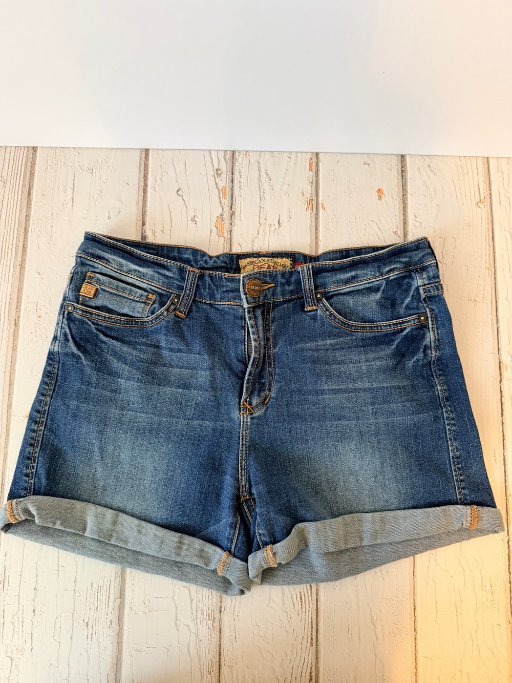 Dear John Medium Blue Rolled-Hem Denim Shorts
